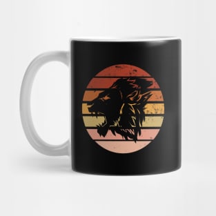 Retro Sunset Lion Head Mug